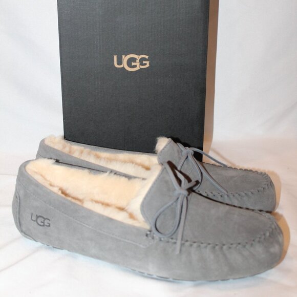 UGG MEN'S OLSEN SUEDE SHEARLING LINED SLIP ON SLIPPERS GRAY - Picture 3 of 7